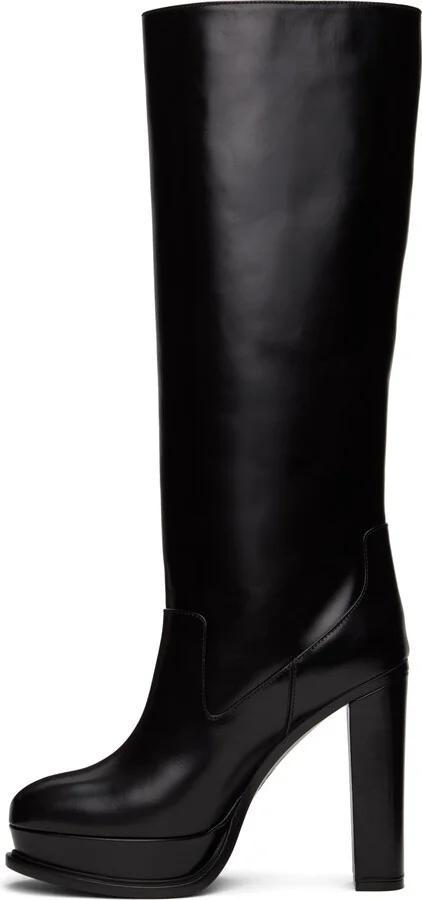 McQueen Black Pull-On Platform Boots - Image 3