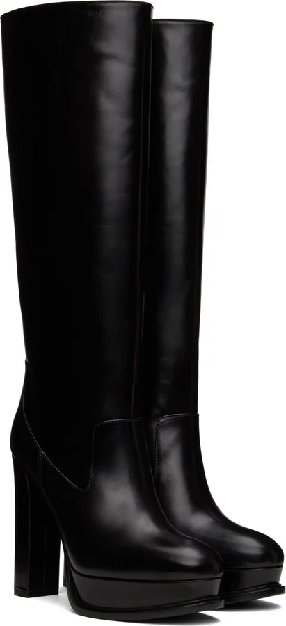 McQueen Black Pull-On Platform Boots - Image 4