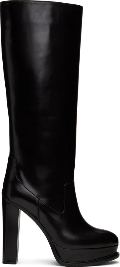 McQueen Black Pull-On Platform Boots