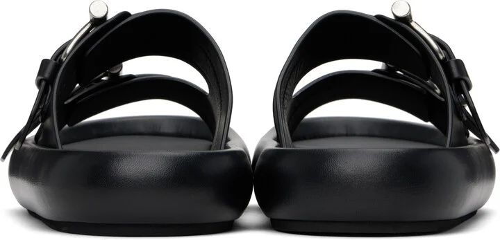 McQueen Black T-Bar Buckle Sandals - Image 2