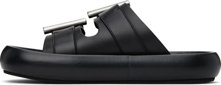 McQueen Black T-Bar Buckle Sandals - Image 3