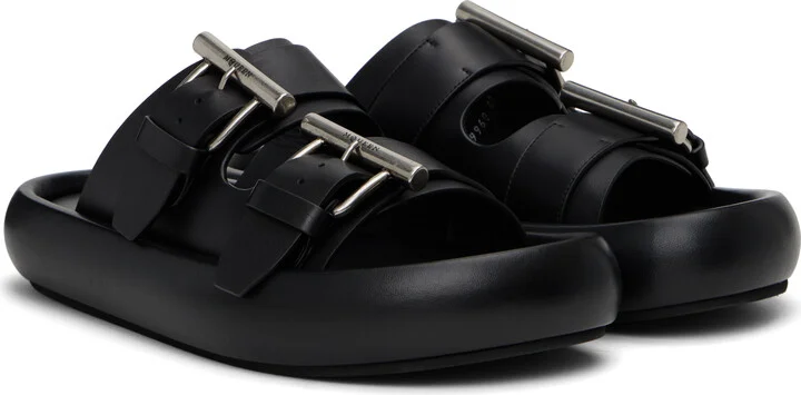 McQueen Black T-Bar Buckle Sandals - Image 4