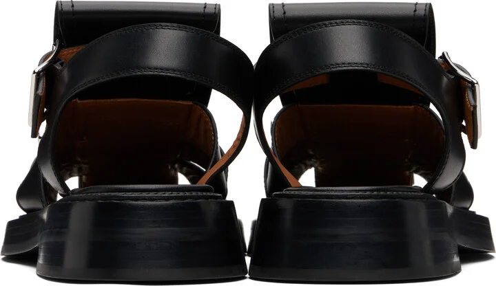 McQueen Black T-Bar Caged Sandals - Image 2