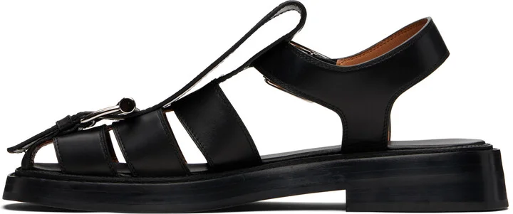 McQueen Black T-Bar Caged Sandals - Image 3