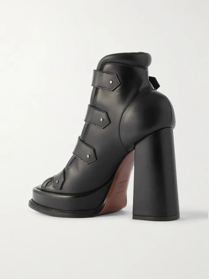 MCQUEEN - Buckled Leather Sandals - Black - Image 3