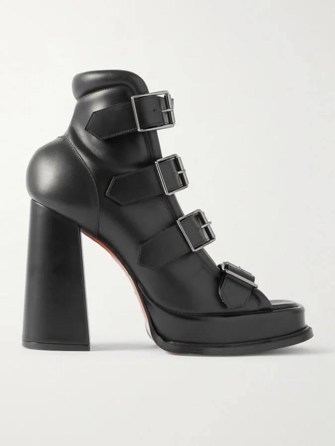 MCQUEEN - Buckled Leather Sandals - Black