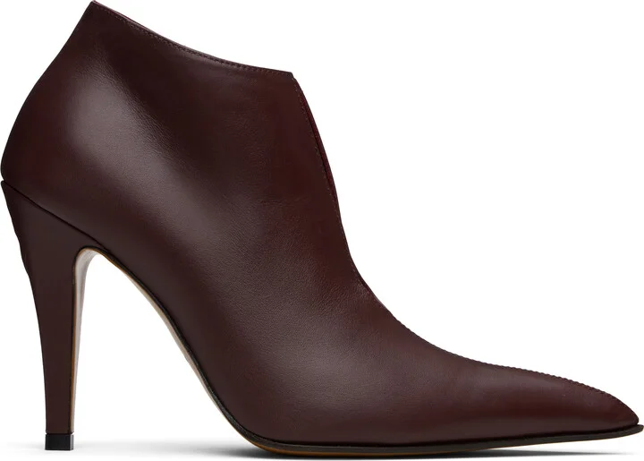 McQueen Burgundy Birdee Slashed Pump Boots
