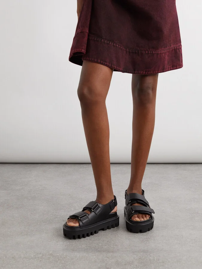 MCQUEEN - Embellished Leather Platform Sandals - Black - Image 2