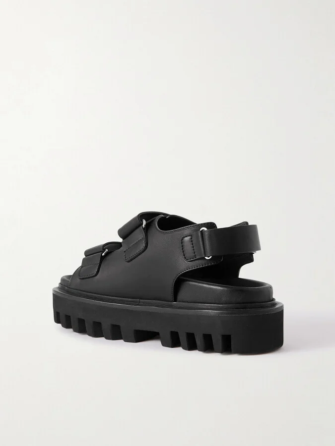 MCQUEEN - Embellished Leather Platform Sandals - Black - Image 3