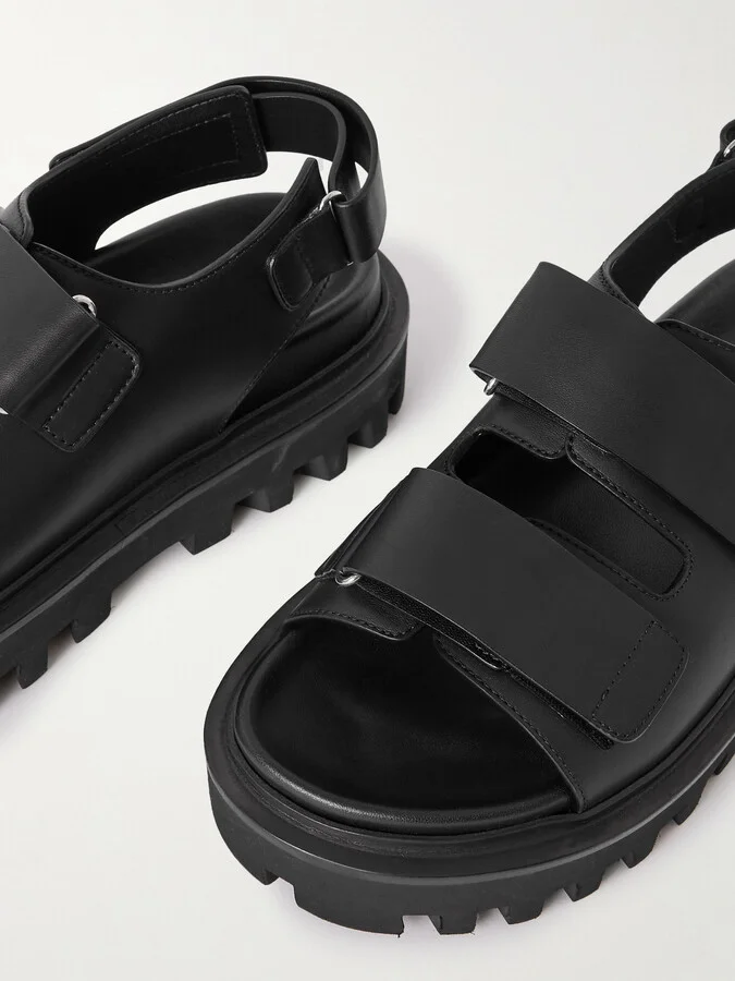 MCQUEEN - Embellished Leather Platform Sandals - Black - Image 4