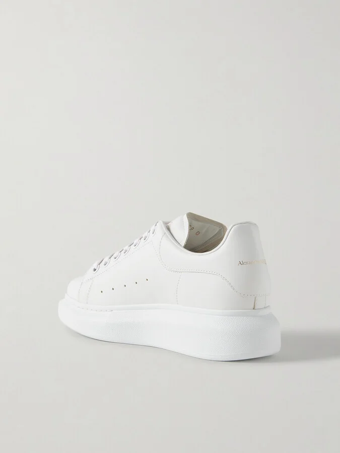 MCQUEEN - Exaggerated-sole Leather Sneakers - White - Image 3