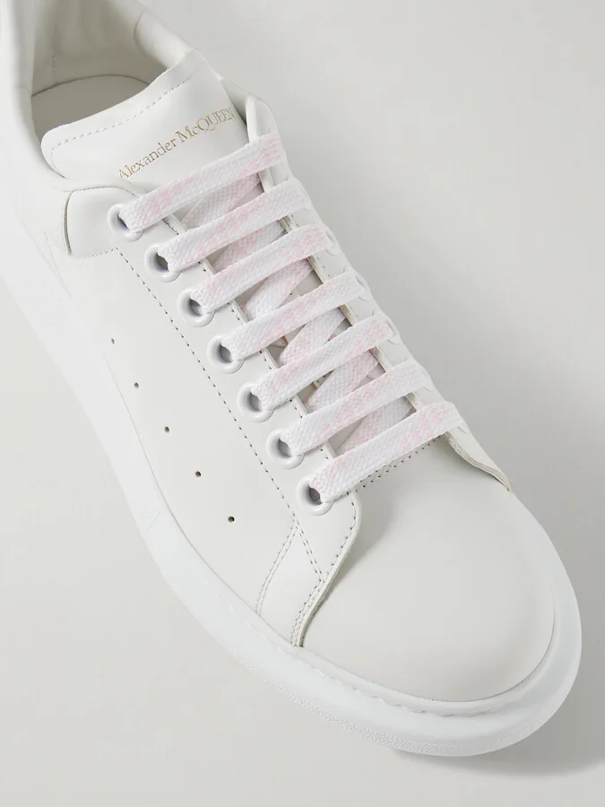 MCQUEEN - Exaggerated-sole Leather Sneakers - White - Image 4