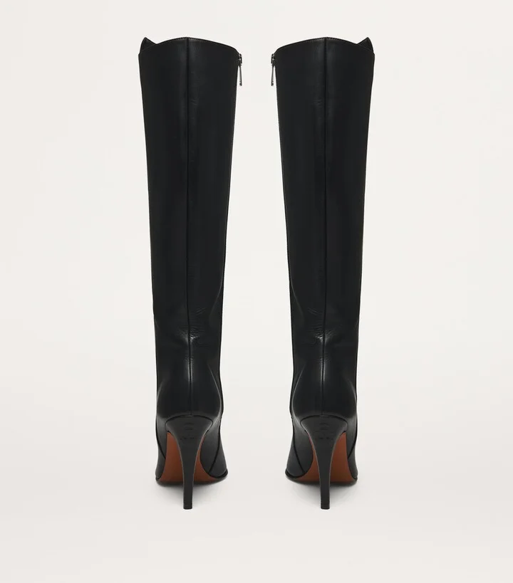 McQueen Faux Leather Birdee Knee-High Boots 105 - Image 3