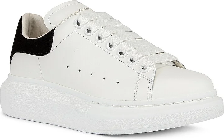McQueen Lace Up Sneakers in White & Black in White - Image 2
