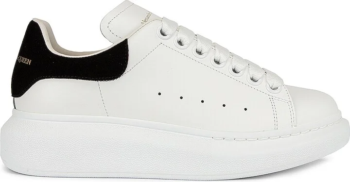 McQueen Lace Up Sneakers in White & Black in White