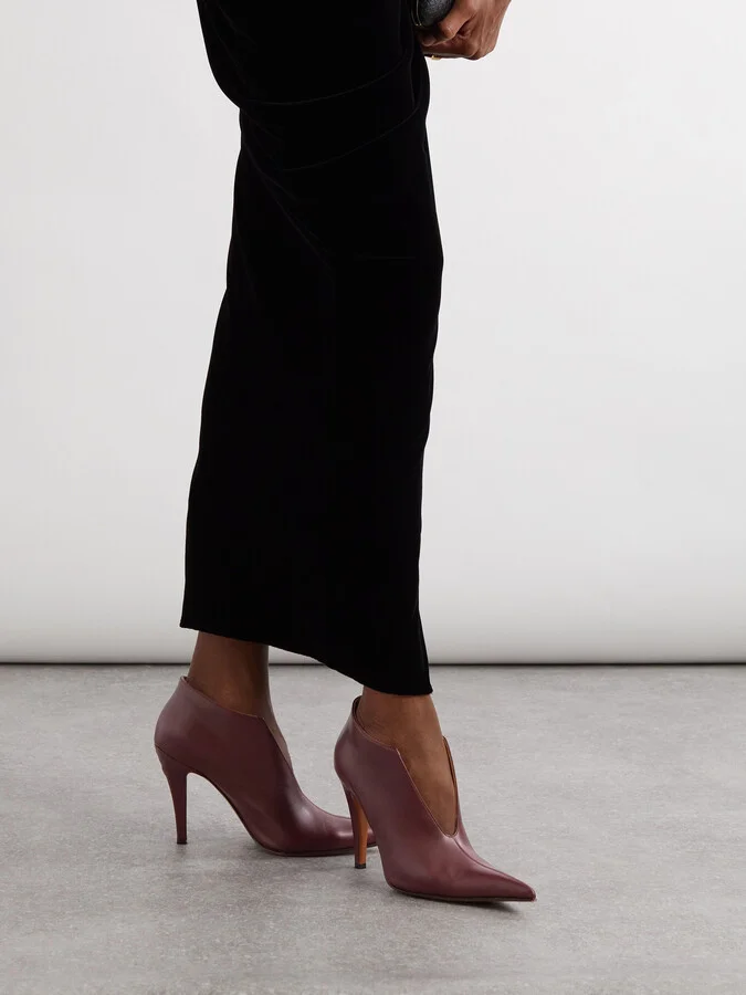 MCQUEEN - Leather Ankle Boots - Burgundy - Image 2