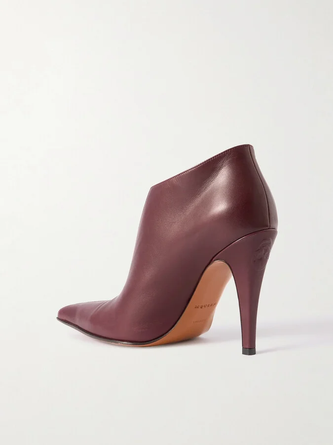 MCQUEEN - Leather Ankle Boots - Burgundy - Image 3