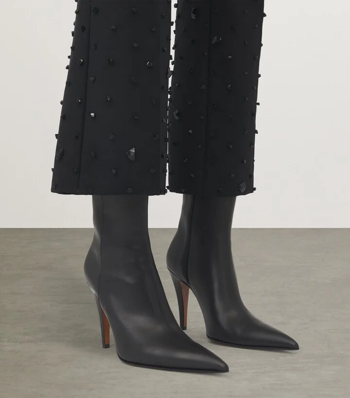 McQueen Leather Birdee Heeled Boots 105 - Image 2