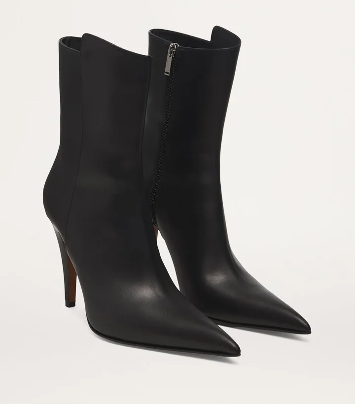 McQueen Leather Birdee Heeled Boots 105 - Image 4