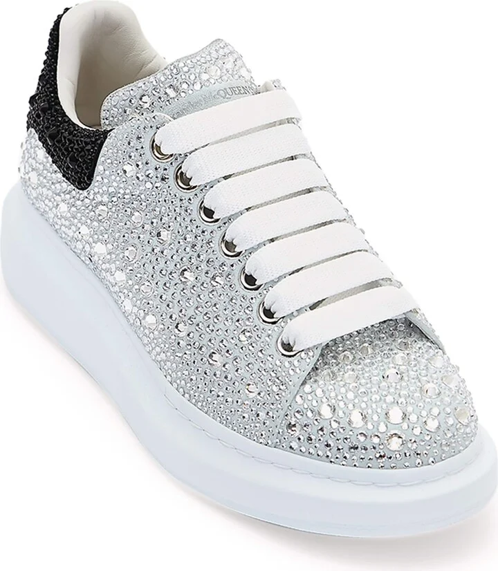 McQueen Leather Crystal-Embellished Oversized Sneakers - Image 2