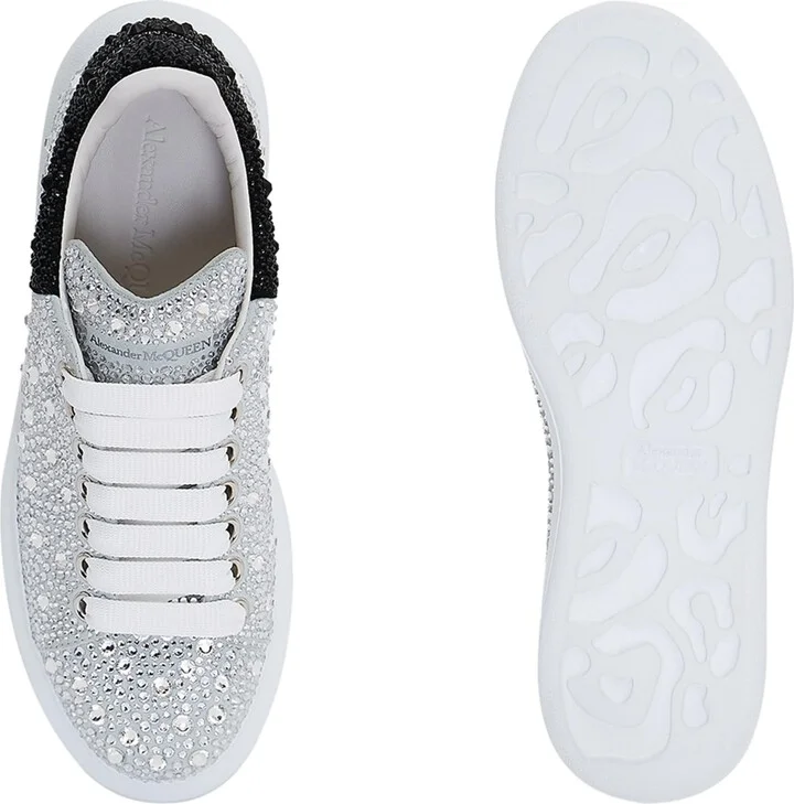 McQueen Leather Crystal-Embellished Oversized Sneakers - Image 3