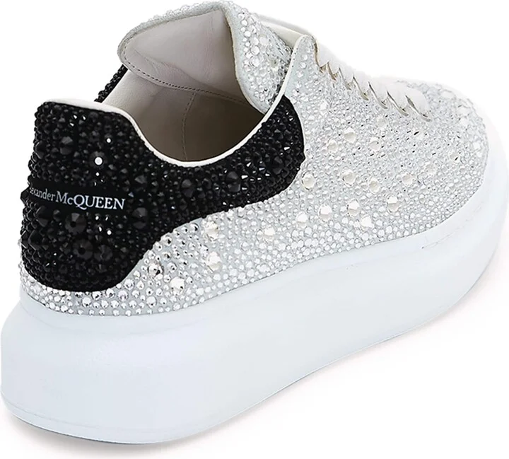 McQueen Leather Crystal-Embellished Oversized Sneakers - Image 4