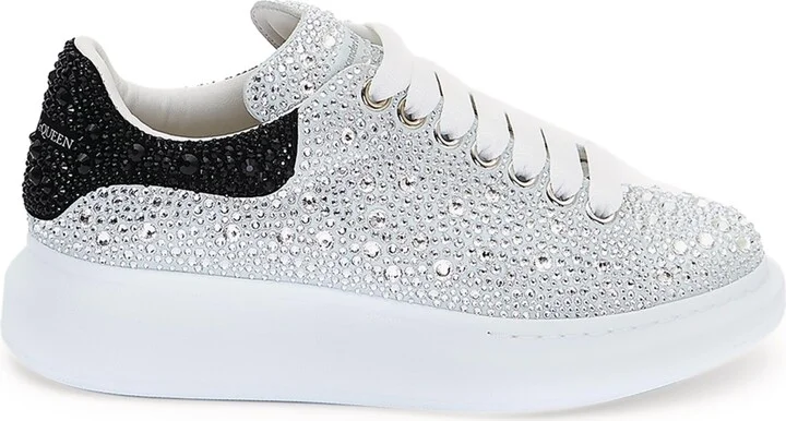 McQueen Leather Crystal-Embellished Oversized Sneakers