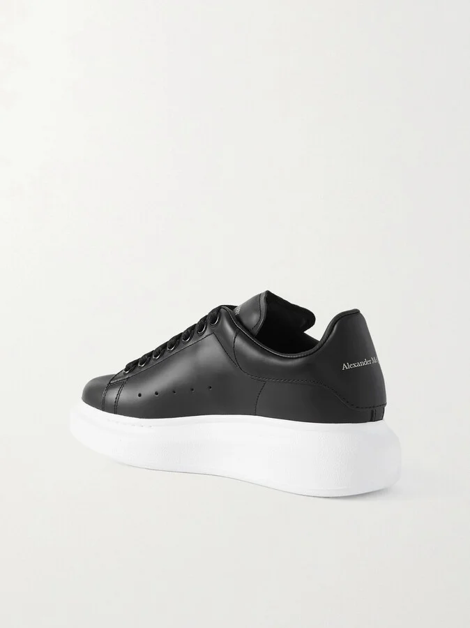 MCQUEEN - Leather Exaggerated-sole Sneakers - Black - Image 3