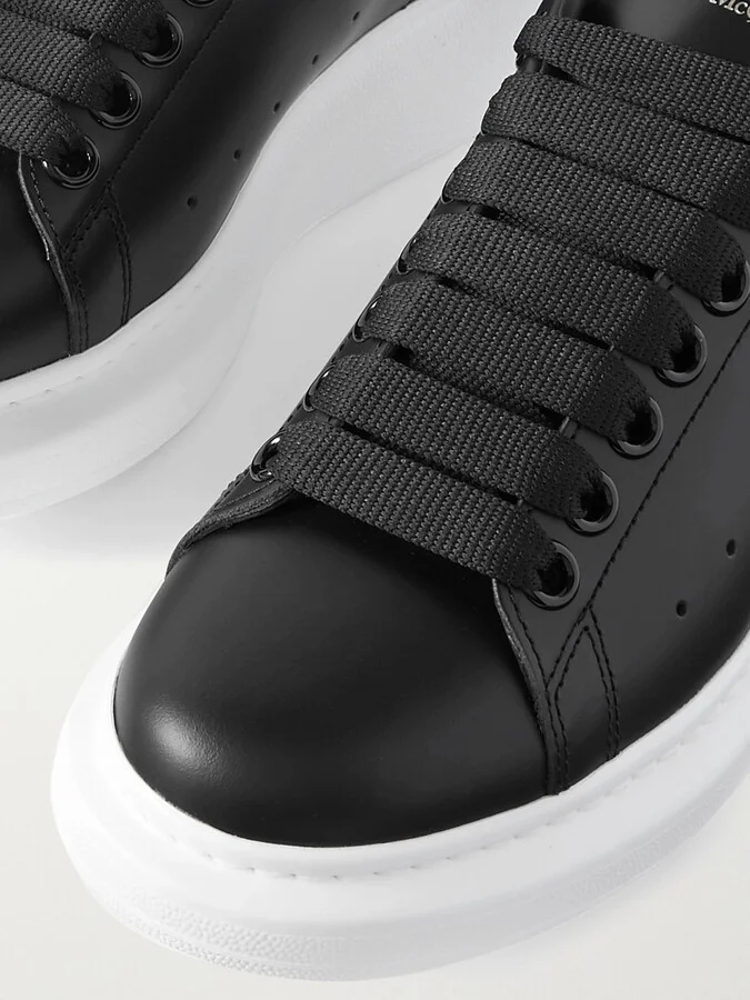 MCQUEEN - Leather Exaggerated-sole Sneakers - Black - Image 4