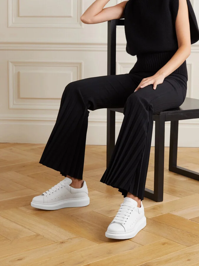 MCQUEEN - Leather Exaggerated-sole Sneakers - White - Image 2