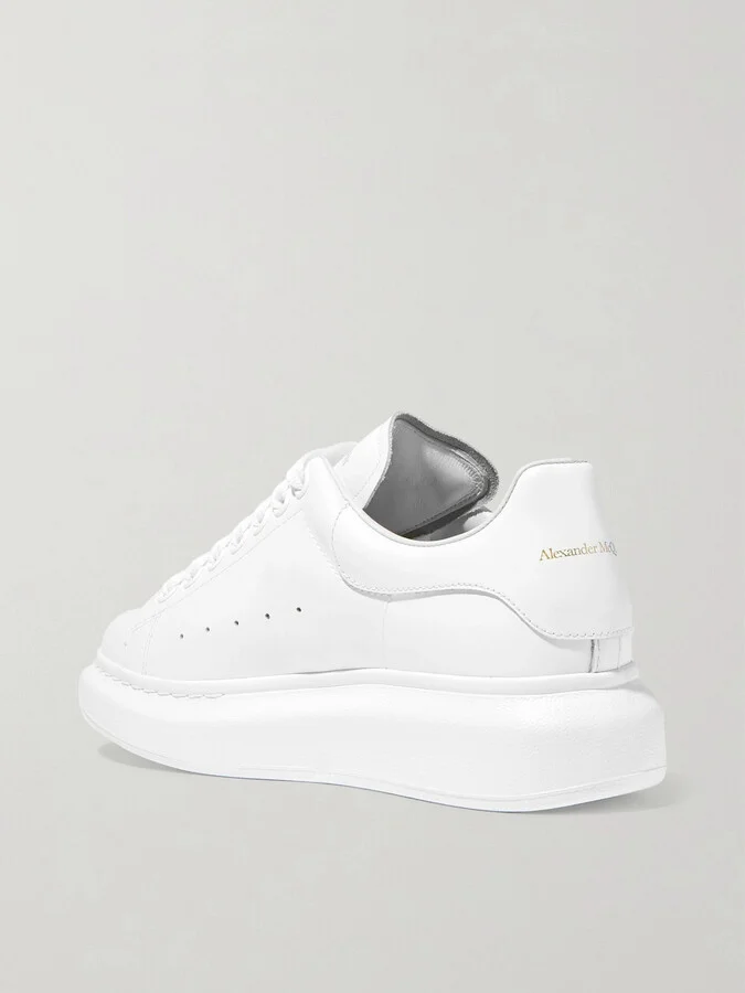 MCQUEEN - Leather Exaggerated-sole Sneakers - White - Image 3