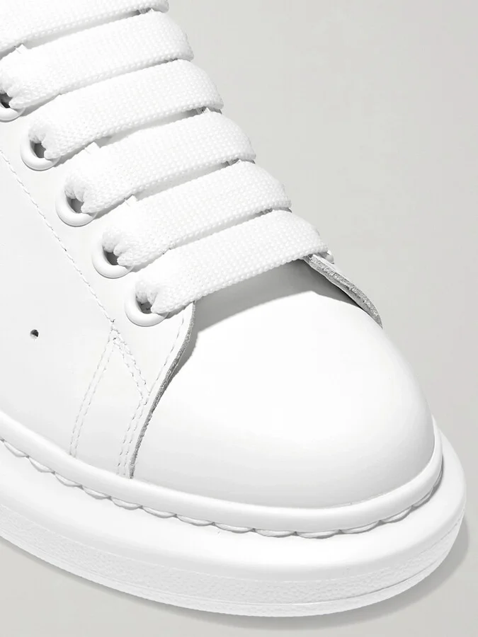 MCQUEEN - Leather Exaggerated-sole Sneakers - White - Image 4