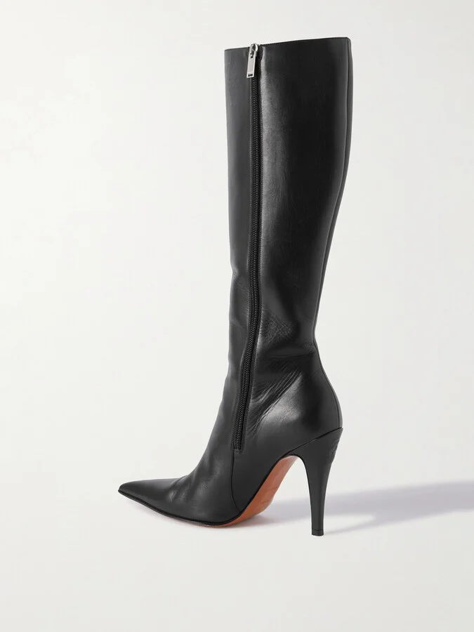 MCQUEEN - Leather Knee Boots - Black - Image 3