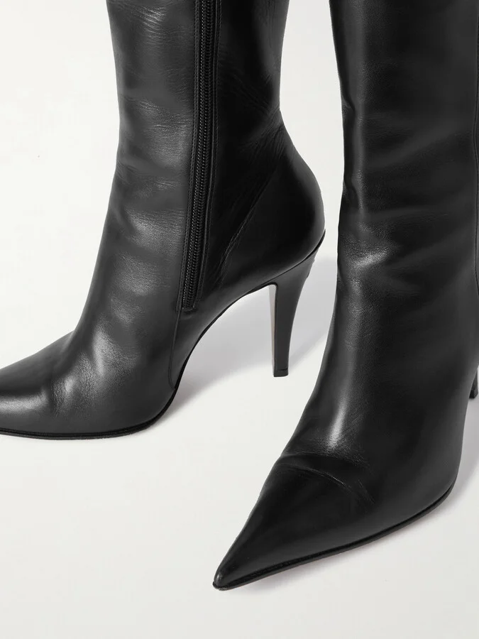 MCQUEEN - Leather Knee Boots - Black - Image 4