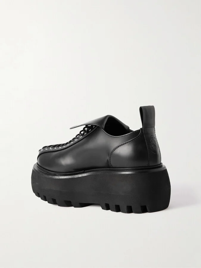 MCQUEEN - Leather Platform Brogues - Black - Image 3