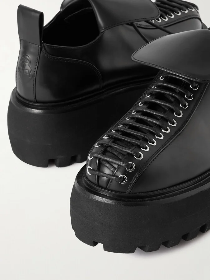 MCQUEEN - Leather Platform Brogues - Black - Image 4