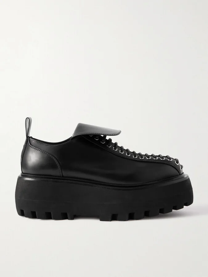 MCQUEEN - Leather Platform Brogues - Black