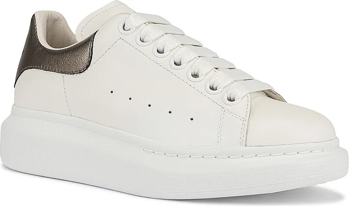 McQueen Leather Platform Sneakers in White - Image 2