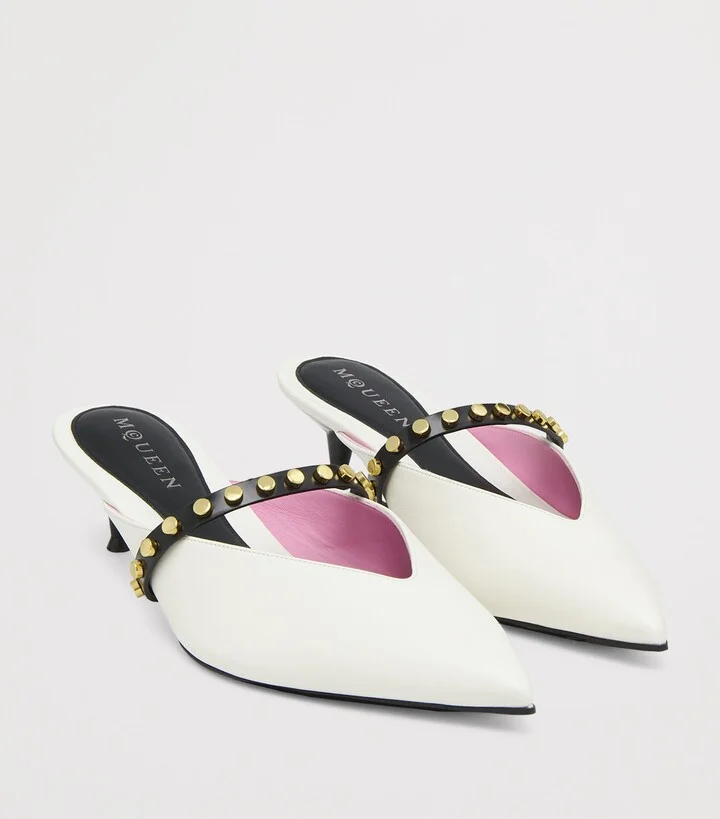 McQueen Leather Revel Heeled Mules 50 - Image 3