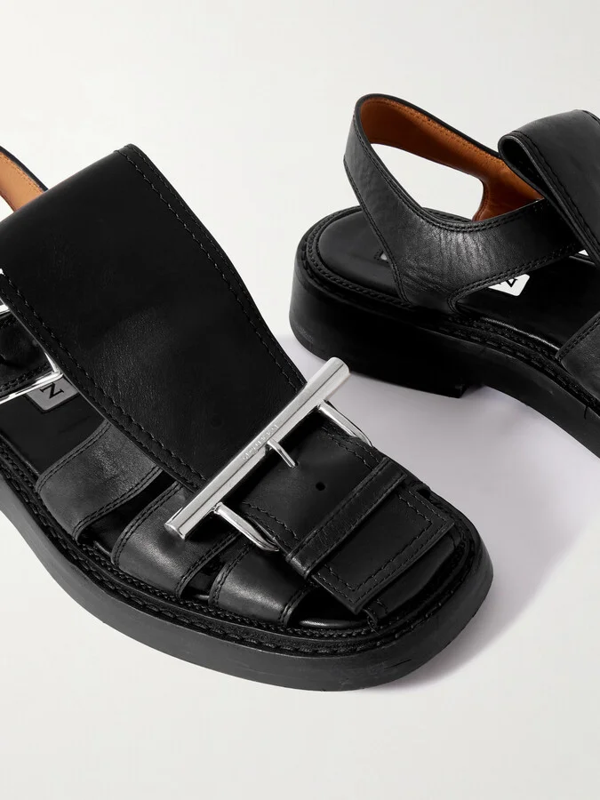 MCQUEEN - Leather Sandals - Black - Image 4