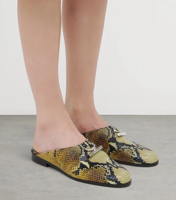McQueen Leather Snake Print T-Bar Mules - Image 2