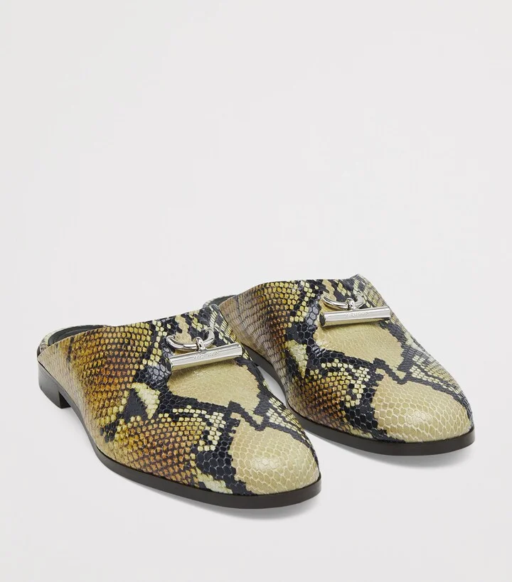 McQueen Leather Snake Print T-Bar Mules - Image 3