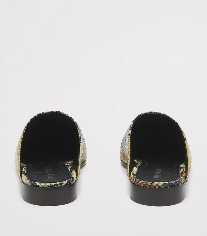 McQueen Leather Snake Print T-Bar Mules - Image 4