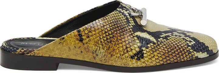 McQueen Leather Snake Print T-Bar Mules