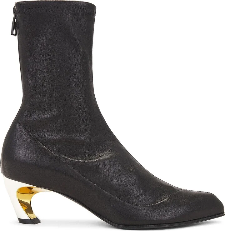 McQueen Leather Sock Boot in Black