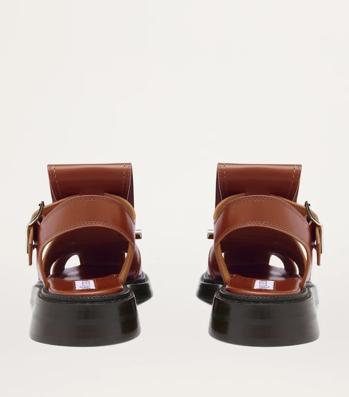 McQueen Leather T-Bar Caged Sandals 25 - Image 3