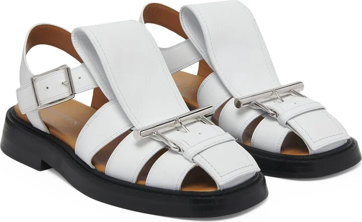 McQueen Leather T-Bar Caged Sandals