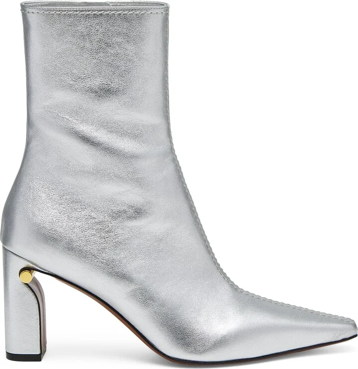 McQueen Metallic Leather T-Bar Heeled Ankle Boots 80