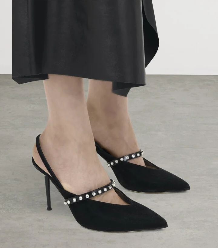 McQueen Nylon Revel Slingback Heels 90 - Image 2