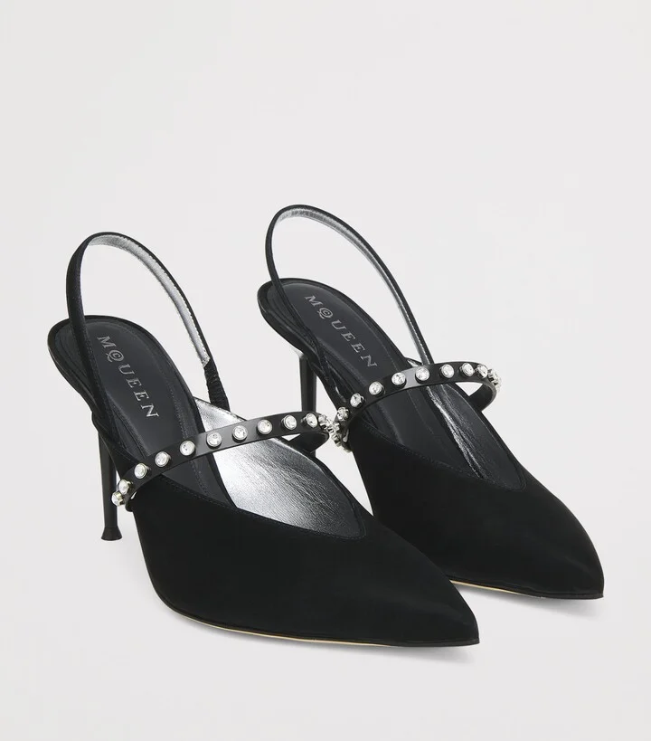 McQueen Nylon Revel Slingback Heels 90 - Image 3